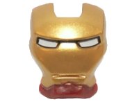 LEGO part Minifigure, Visor Top Hinge with Gold Face Shield and White Eyes Pattern 10908pb01