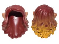LEGO onderdeel Mini Doll, Hair Long Wavy with Yellow Tips and Medium Nougat Elves Ears Pattern 19204pb01
