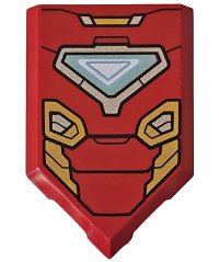 LEGO part Fliese, modifiziert 2 x 3 pentagonal mit Arc Reactor und Gold Rüstungsplatten Muster 22385pb240