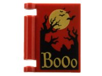 LEGO part Minifigure, Utensil Book Cover with Gold Moon and 'Booo', Black Bats and Forest Trees Pattern 24093pb095