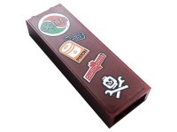LEGO part Brick 1 x 2 x 5 with 'OCTAN', 'PISTON', 'CLUTCH DRIVE' and Skull with Wrenches Logos Pattern (Sticker) - Set 60258 2454pb173