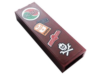 LEGO onderdeel Brick 1 x 2 x 5 with 'OCTAN', 'PISTON', 'CLUTCH DRIVE' and Skull with Wrenches Logos Pattern (Sticker) - Set 60258 (2454pb173)