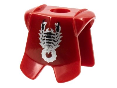 LEGO onderdeel Minifigure Armor Breastplate with Leg Protection, Vladek Scorpion Black & Silver Pattern (2587pb09)