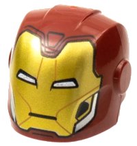 LEGO part Minifigure, Headgear Helmet Armor Plates and Ear Protectors with Gold Faceplate, White Eye Slits and Silver Trim Pattern 28631pb10