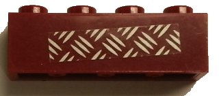 LEGO onderdeel Steen 1 x 4 met Zilver Loopvlak Plaat op Transparante Achtergrond Patroon (Sticker) - Sets 7298 / 7477 (3010pb195)