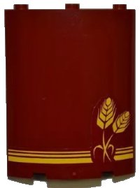 LEGO onderdeel Cylinder Quarter 4 x 4 x 6 with 3 Yellow Stripes and Wheat Spikes Pattern (Sticker) - Set 7637 30562pb022