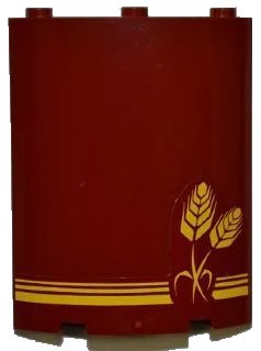 LEGO onderdeel Cylinder Quarter 4 x 4 x 6 with 3 Yellow Stripes and Wheat Spikes Pattern (Sticker) - Set 7637 (30562pb022)