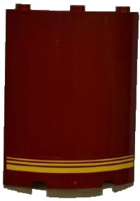 LEGO part Cylinder Quarter 4 x 4 x 6 with 3 Yellow Stripes Pattern (Sticker) - Set 7637 30562pb023