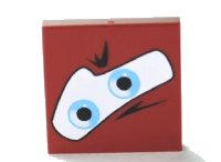 LEGO part Tile 2 x 2 with Blue Eyes on White Background Pattern 3068pb0449