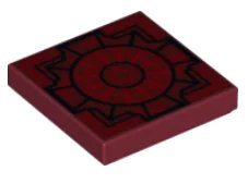 LEGO onderdeel Tile 2 x 2 with Lines and Wheel with Star in the Middle Pattern (Mother Box Top) (3068pb1133)