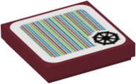 LEGO part Tile 2 x 2 with Super Mario Scanner Code Bowser's Airship Wheel Pattern (Sticker) - Set 71391 3068pb1958