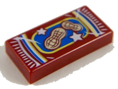 LEGO onderdeel Tegel 1 x 2 met Pindazak Verpakking en Tan Pinda's op Blauwe Achtergrond Patroon (3069pb0834)