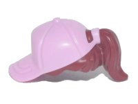LEGO part Minifigure, Hair Combo, Hair with Hat, Ponytail with Molded Bright Pink Ball Cap Pattern 35660pb09