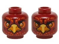 LEGO part Minifigure, Head Dual Sided Alien Chima Phoenix Amber Eyes, Orange Feathers, Yellow Beak, Neutral / Stern Pattern (Foltrax) 3626pb1144