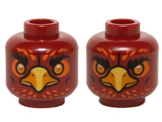 LEGO onderdeel Minifigure, Head Dual Sided Alien Chima Phoenix Amber Eyes, Orange Feathers, Yellow Beak, Neutral / Stern Pattern (Foltrax) (3626pb1144)