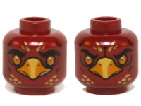 LEGO part Minifigure, Head Dual Sided Alien Chima Phoenix with Bright Light Orange Eyes and Beak, Gold Feathers, Neutral / Stern Pattern (Fluminox) 3626pb1145