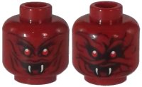 LEGO part Minifigure, Head Dual Sided Red Eyes, Curved White Fangs, Smile, Slight Wavy Lines / Twisted Smile, Prominent Wavy Lines Pattern 3626pb1835