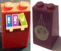 LEGO part Slope 75 2 x 2 x 3 - Solid Studs with Hanging Basket on Front and Bookshelf on Back Pattern (Stickers) - Set 41126 3684cpb026