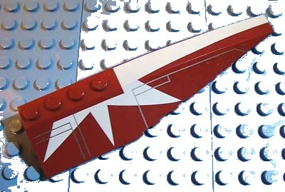 LEGO onderdeel Wedge 12 x 3 Right with SW White Stripe and Starburst Pattern (42060pb14)