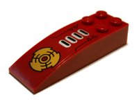 LEGO part Slope, Curved 6 x 2 with 4 Black / Silver Bars and Gold Disk Pattern (Sticker) - Set 8102 44126pb008