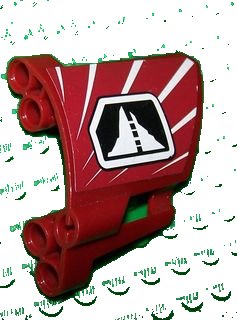 LEGO onderdeel Technic, Panel Fairing #22 Large Short, Small Hole, Side A with Black and White Mountain Symbol Pattern (Sticker) - Set 8102 (44352pb08)