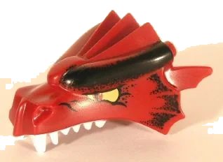LEGO onderdeel Dragon Head (Fantasy Era) Jaw Upper with Small Black Scales and Yellow Eyes Pattern (50108pb01)