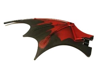 LEGO onderdeel Dragon Wing 19 x 11 with Marbled Black Trailing Edge Pattern (51342pb03)
