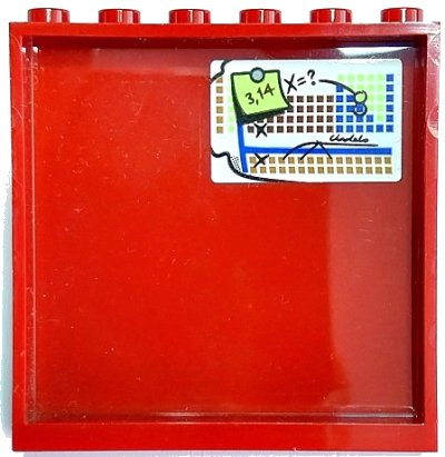 LEGO onderdeel Panel 1 x 6 x 5 with Periodic Table, Note with '3,14' (Pi) and 'X=?' Pattern (Sticker) - Set 70425 (59349pb357)