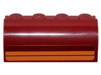 LEGO onderdeel Slope, Curved 2 x 4 x 1 1/3 with 4 Recessed Studs with Two Orange Stripes Pattern (Sticker) - Set 75099 6081pb019