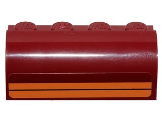 LEGO onderdeel Slope, Curved 2 x 4 x 1 1/3 with 4 Recessed Studs with Two Orange Stripes Pattern (Sticker) - Set 75099 (6081pb019)