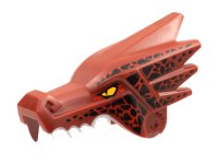 LEGO part Dragon Head (Ninjago) Jaw Upper with Four White Teeth per Side with Yellow Eyes and Black and Red Markings Pattern 65428pb02