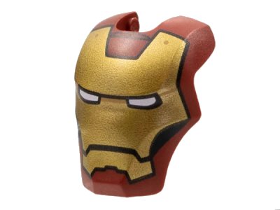 LEGO onderdeel Minifigure, Visor Top Hinge Large with Gold Face Shield, White Eyes, Black Trim on Cheeks Pattern (80430pb02)
