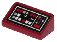LEGO part Slope 30 1 x 2 x 2/3 with Dark Red, Light Bluish Gray and White Buttons Pattern (Sticker) - Set 75216 85984pb249