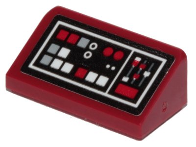 LEGO onderdeel Slope 30 1 x 2 x 2/3 with Dark Red, Light Bluish Gray and White Buttons Pattern (Sticker) - Set 75216 (85984pb249)