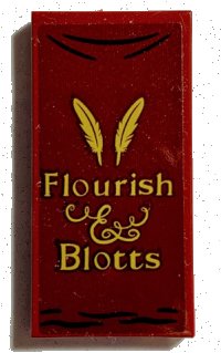 LEGO part Tile 2 x 4 with Feathers and 'Flourish & Blotts' Pattern (Sticker) - Set 75978 87079pb0991