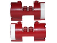 LEGO part Cylinder 3 x 6 x 2 2/3 Horizontal - Square Connections with White Stripe Pattern on Both Sides (Stickers) - Set 75003 93168pb02
