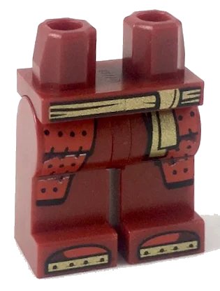 LEGO onderdeel Hips and Legs with Gold Sash and Toe Plates, Red Coattails Pattern (970c00pb0914)