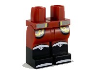 LEGO onderdeel Hips and Legs with Black Boots, Pearl Dark Gray Coattails with Gold Trim, White Knees and Toes Pattern 970c00pb1001