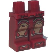 LEGO part Hips and Legs with Red and Gold Armor Panels Pattern 970c00pb1079