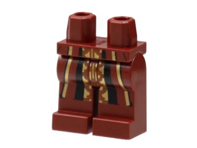 LEGO onderdeel Hips and Legs with Robe Ends, Gold and Black Stripes, Gold and Dark Orange Center Panel Pattern (970c00pb1432)