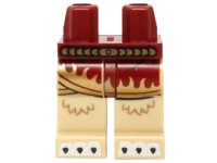 LEGO part Hips and Tan Legs with Dark Red Skirt with Gold Flames, Gold Belt and White Claws Pattern 970c02pb14