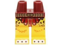 LEGO part Hips and Yellow Legs with Dark Red and Gold Loincloth, Gold Belt, Leopard Spots and White Toes with Claws Pattern 970c03pb24