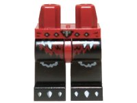 LEGO part Hips and Black Legs with Dark Red Loincloth, White Spikes and White Claws Pattern 970c11pb07