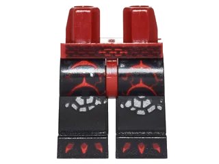 LEGO onderdeel Hips and Black Legs with Chain Belt, Red Cracks, Silver Stone Knee Pads, and Red Claws Pattern (970c11pb28)