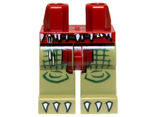 LEGO onderdeel Hips and Olive Green Legs with Dark Red Loincloth and White Claws Pattern (970c155pb03)