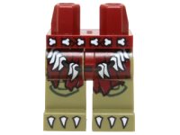 LEGO part Hips and Olive Green Legs with Dark Red Loincloth, Bone Belt, Cord with Teeth and White Claws Pattern 970c155pb11