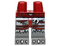 LEGO part Hips and Dark Bluish Gray Legs with Dark Red Straps, Fur and White Claws Pattern 970c85pb08