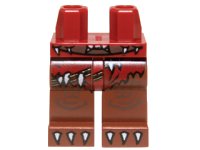 LEGO part Hips and Reddish Brown Legs with Dark Red Loincloth, Belt with White Spikes and White Claws Pattern 970c88pb09