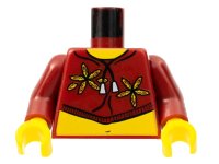 LEGO onderdeel Torso Xtreme Stunts Flowers on Crop Top with String Pattern (Sky) / Dark Red Arms / Yellow Hands 973pb0058c01
