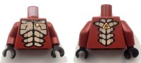 LEGO part Torso Alien with Muscles Outline and Gold Skull Pattern / Dark Red Arms / Black Hands 973pb0696c01